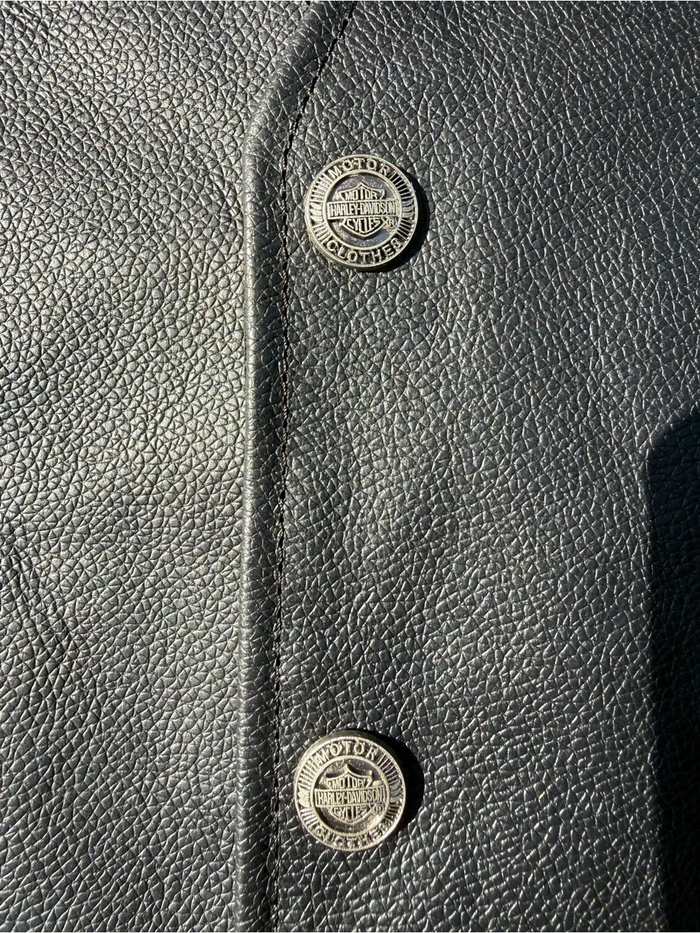 Harley-Davidson Black Leather Snap Vest with Orange Logo